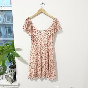 See You Monday USA Red Floral Mesh Mini Dress Size Large